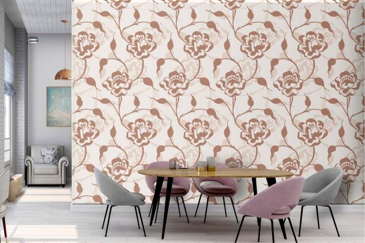 Vintage stylized roses wallpaper flower pattern.