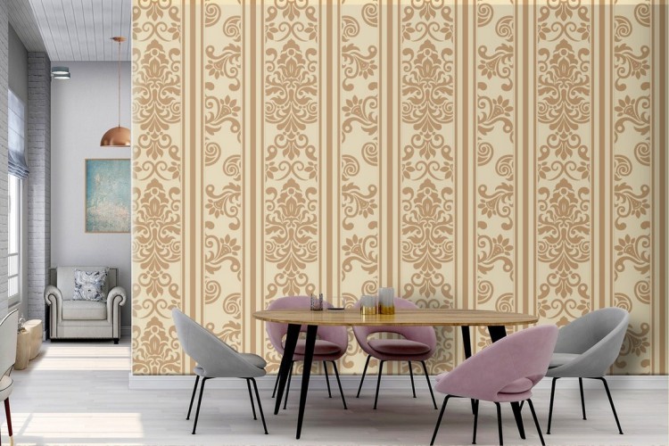 Damask floral pattern vintage wallpaper.