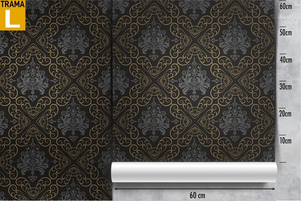 Damask glamour black vintage wallpaper.