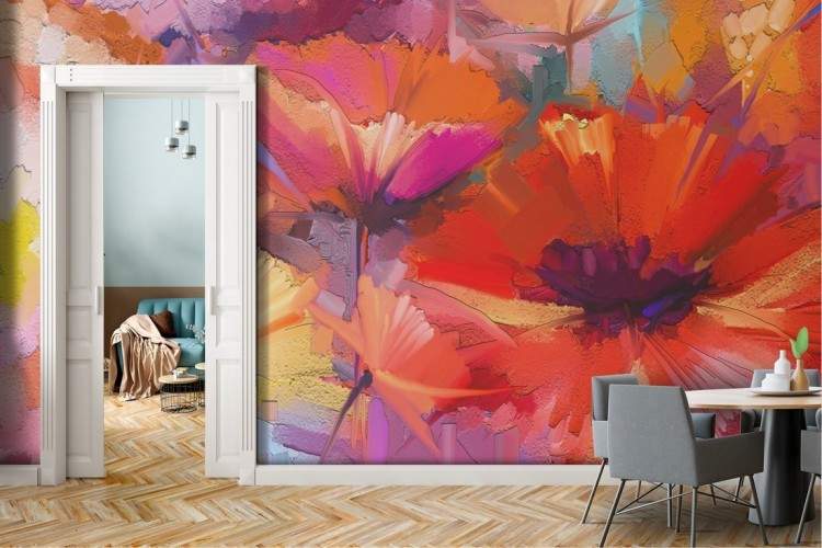 Wallpaper dipinto fiori natura