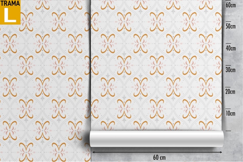 Refined wallpaper with vintage geometric decoration.