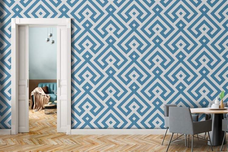 Blue geometric wallpaper decoration.