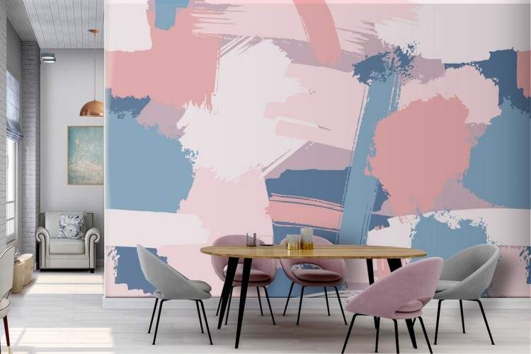 Modern abstract pink and blue wallpaper.