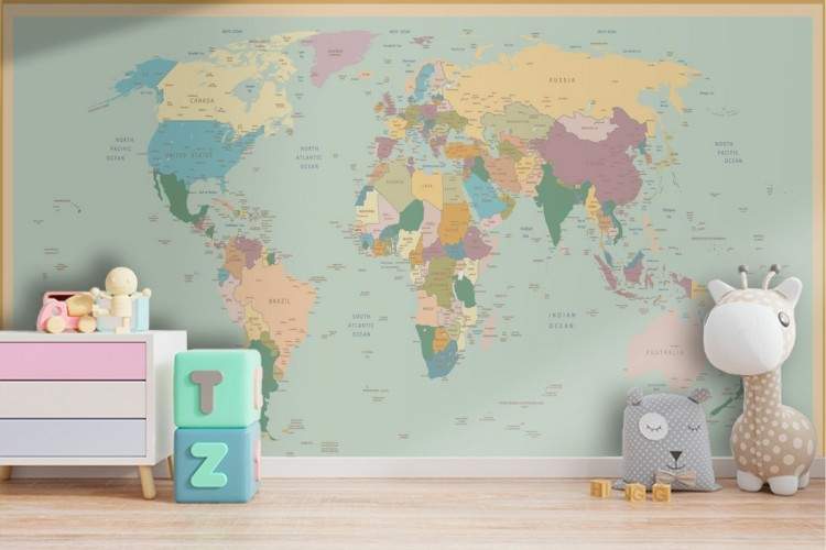 Geopolitical globe world map wallpaper