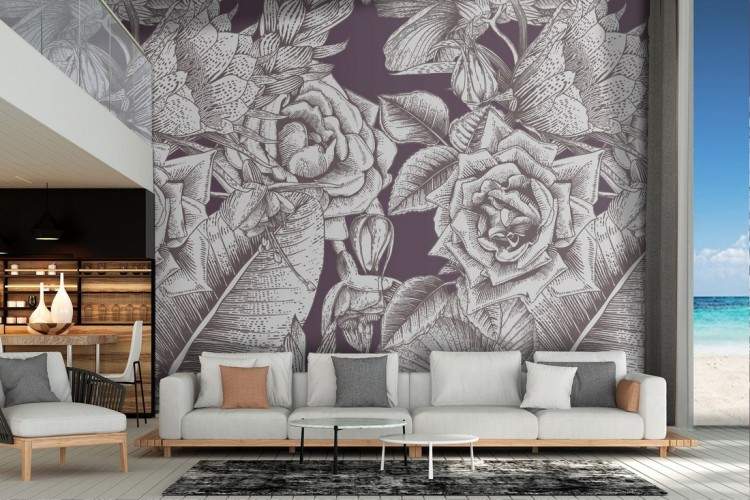 Wallpaper rose grigio marmo vintage.