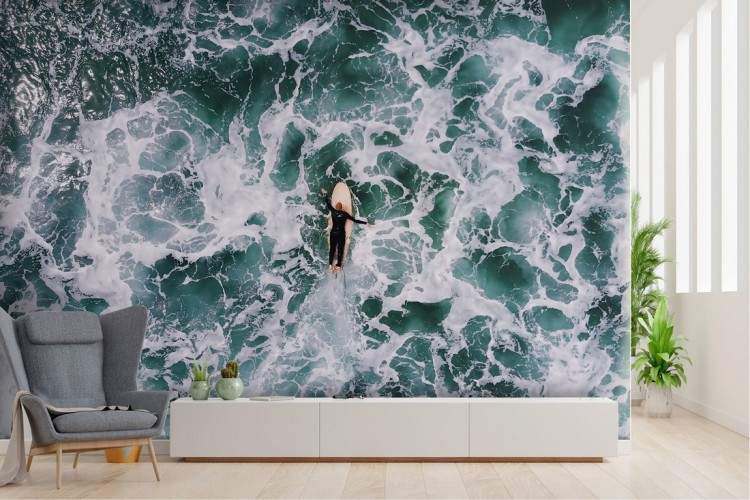 Wallpaper surfista oceano onde