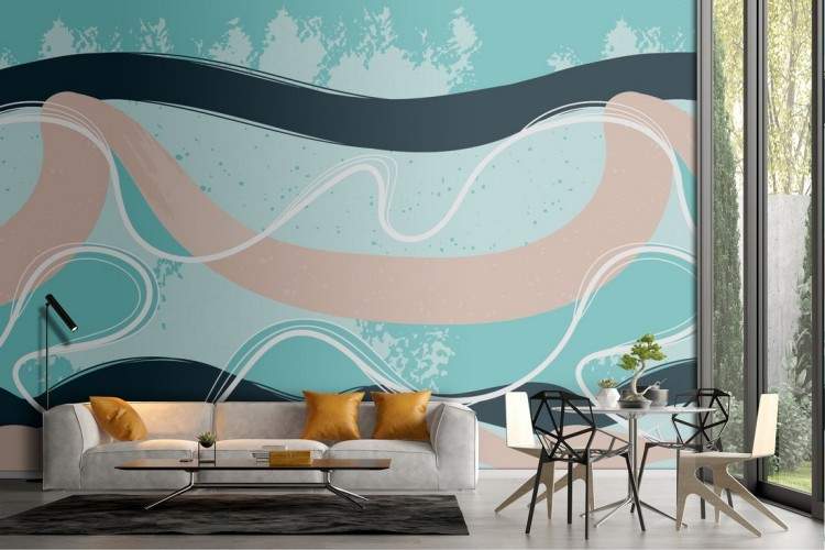 Abstract modern waves wallpaper decoration.