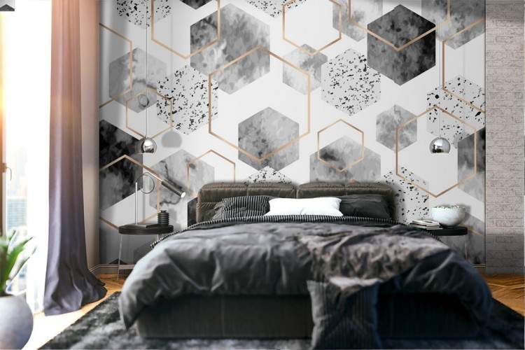 Modern luxury hexagon wallpaper decoration.