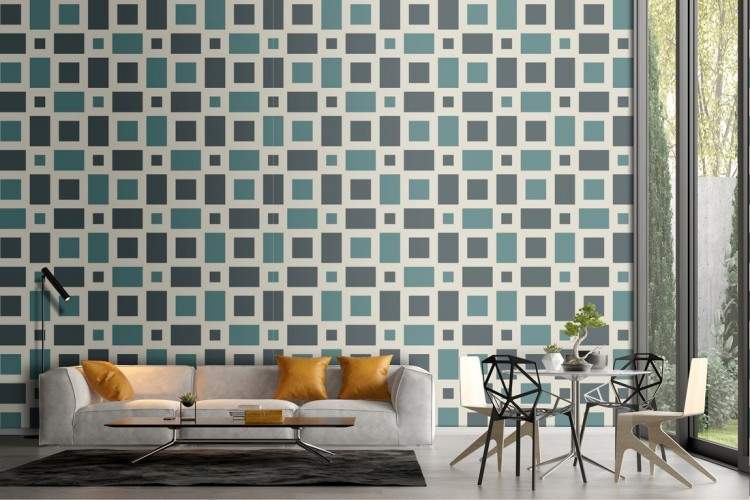 Wallpaper with vintage tile effect surface.