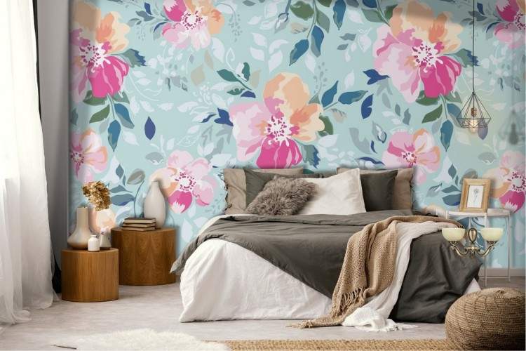 Modern nature roses wallpaper pattern.