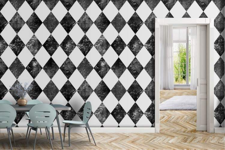 Geometric tile wallpaper decoration.