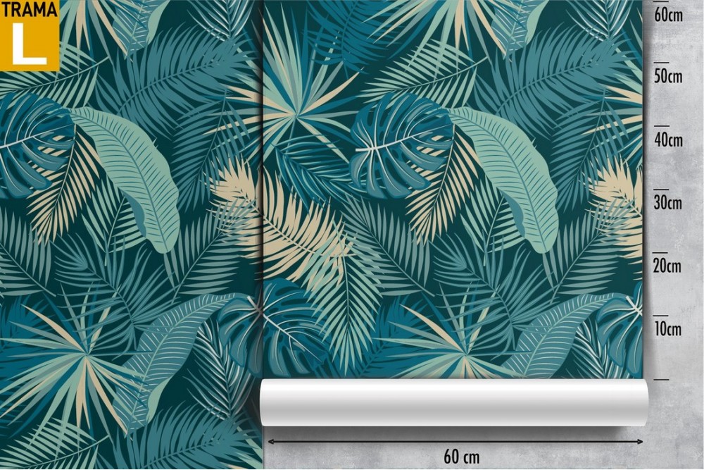 Carta da Parati foglie natura pattern vintage.