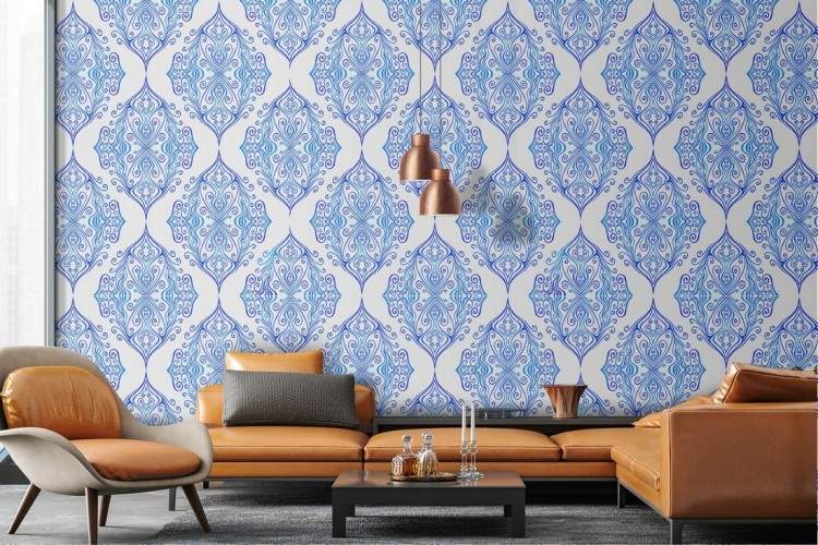 Wallpaper damasco azzurro pattern vintage.