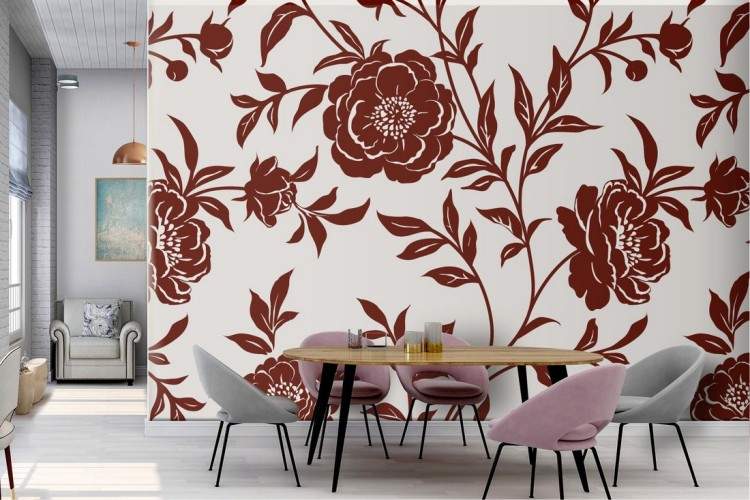 Red roses stylized vintage nature wallpaper.