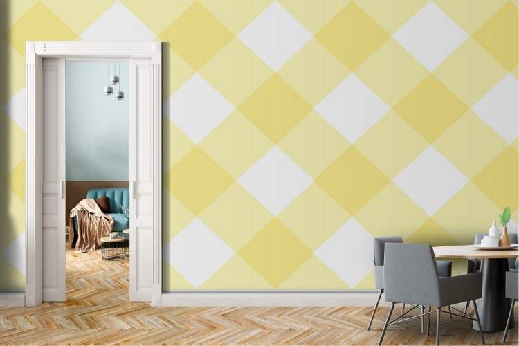 Geometric decoration wallpaper yellow stripes.