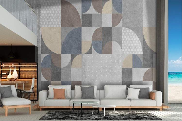 Wallpaper superficie cemento con geometrie