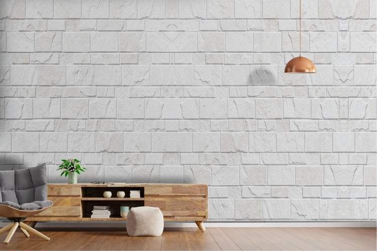 Wallpaper with marble stone block texture