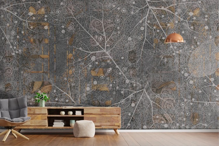 Wallpaper with concrete surface and engravings