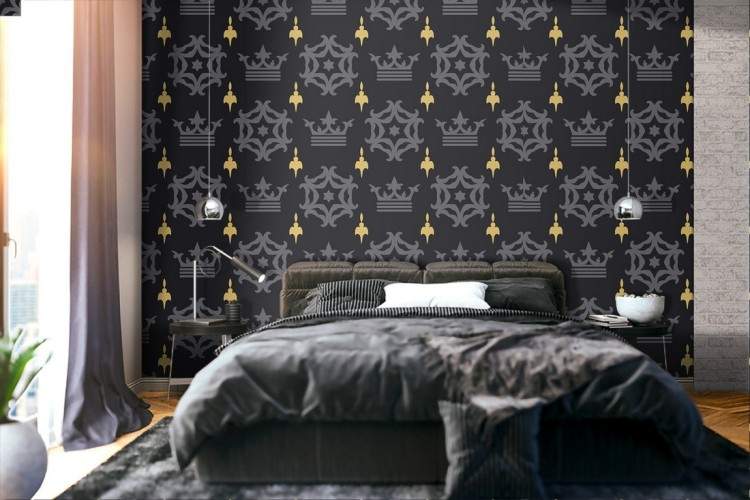 Wallpaper with modern luxury crown decoration.