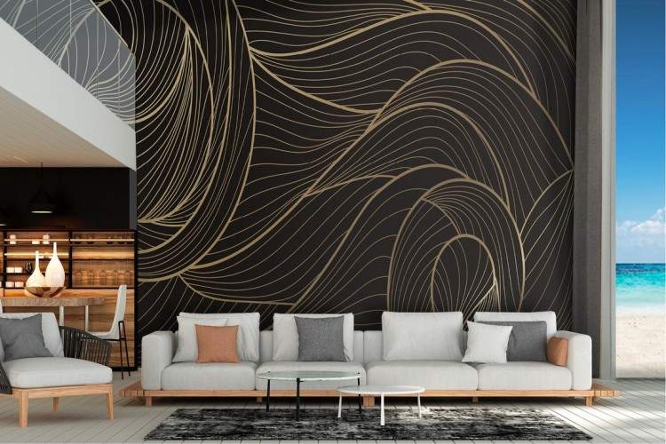 Wallpaper design with abstract stripes and waves