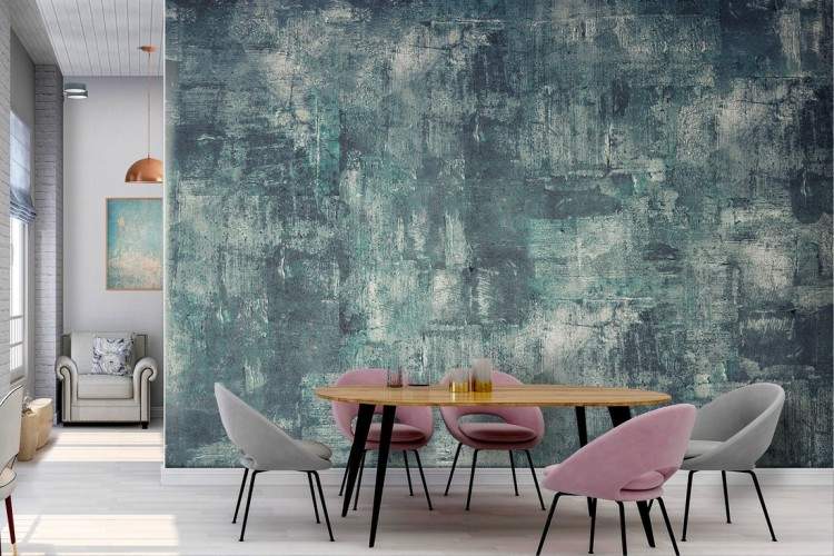 Industrial urban blue cement surface wallpaper