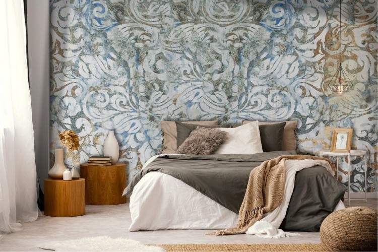 Vintage Plaster Flowers Wallpaper