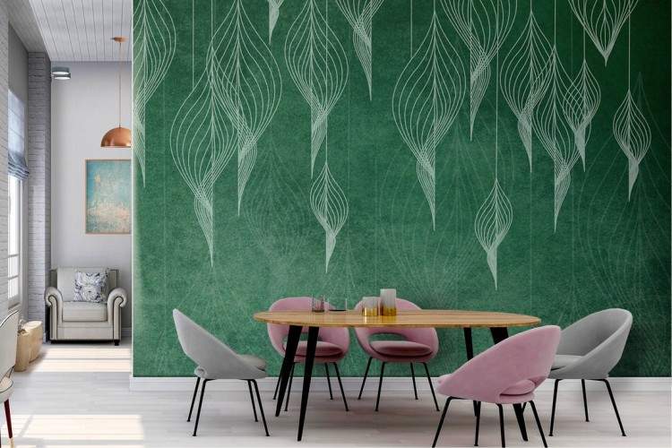 Wallpaper stylized leaves nature modern design