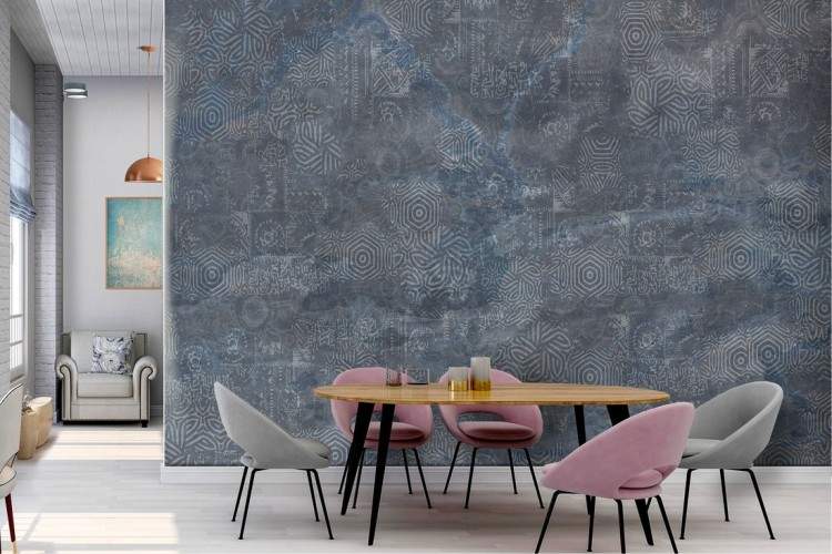 Modern industrial blue concrete wallpaper