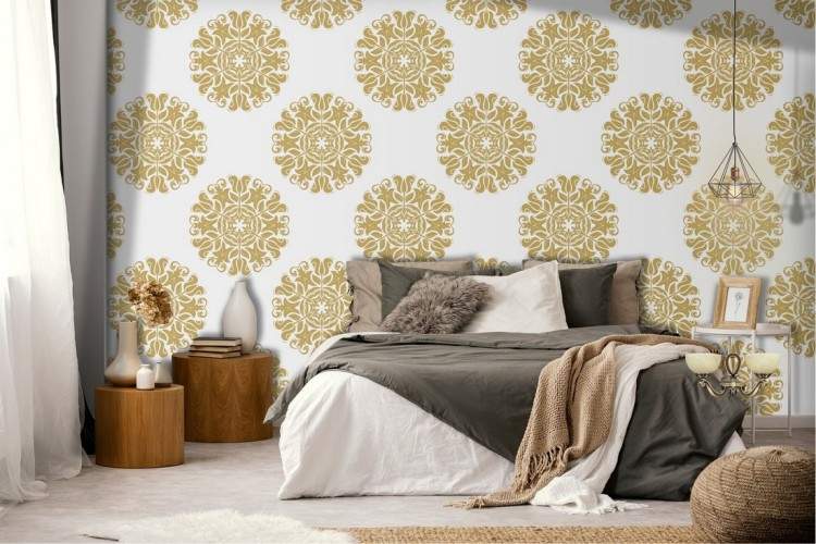 Vintage geometric gold wallpaper decoration.