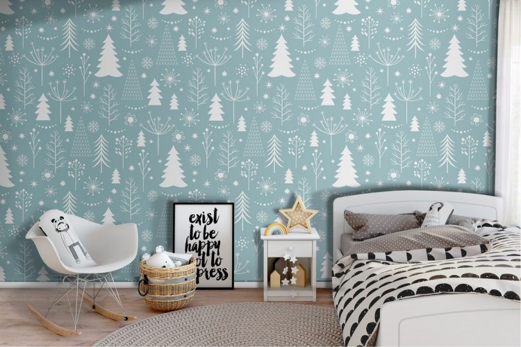 Children's wallpaper tree decoration for bedroom.