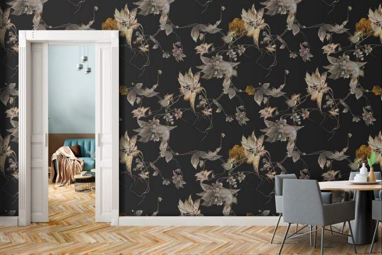 Vintage autumn leaves nature wallpaper pattern.