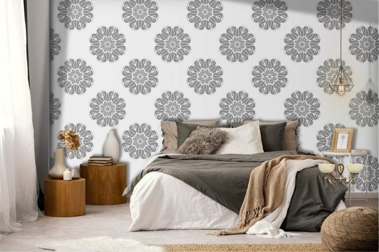 Grey vintage geometric wallpaper decoration.