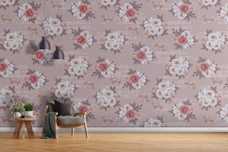 Vintage refined white flowers wallpaper pattern.