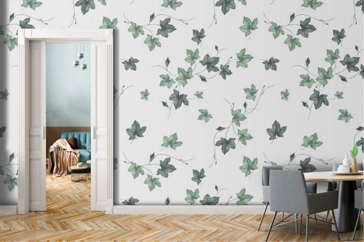 Green leaves nature pattern modern wallpaper.