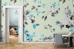 Carta da Parati fiori bianchi natura moderna pattern.