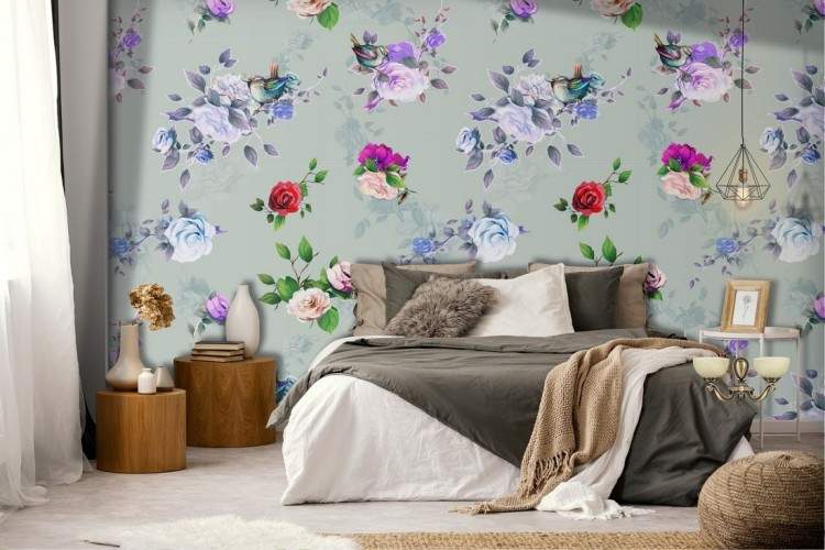 Wallpaper flowers blue nature vintage.