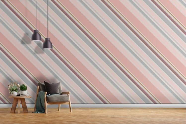 Modern wallpaper decoration pink stripes.