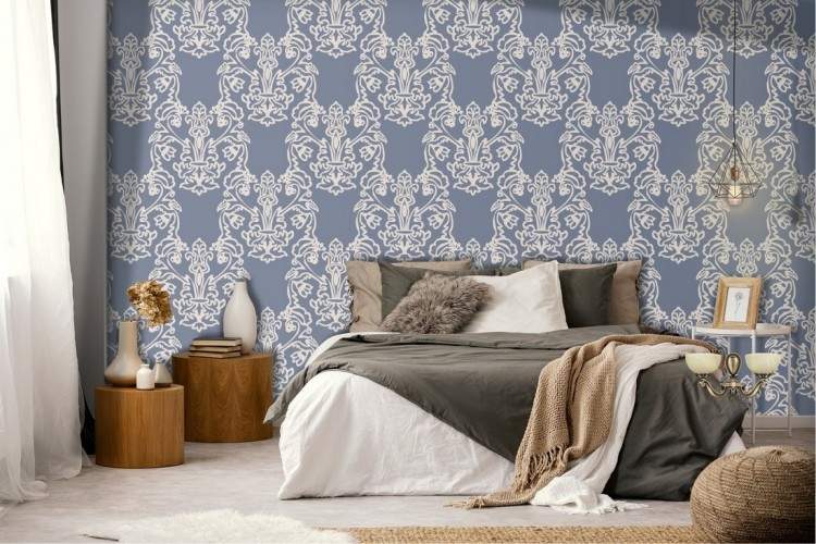 Vintage geometric damask wallpaper.