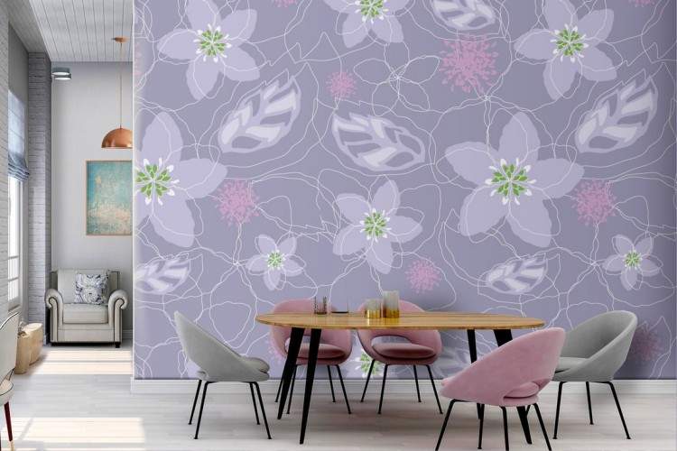Wallpaper fiori astratti moderni viola.