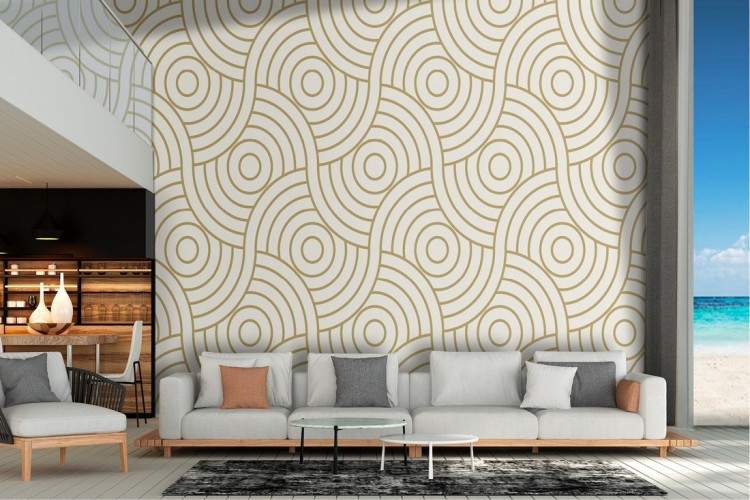 Wallpaper with stylized circles geometric stripes