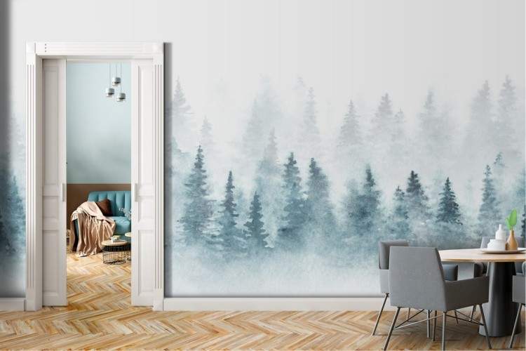 Wallpaper alberi natura acquerello foresta