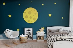 Carta da Parati bambini cielo stellato con luna