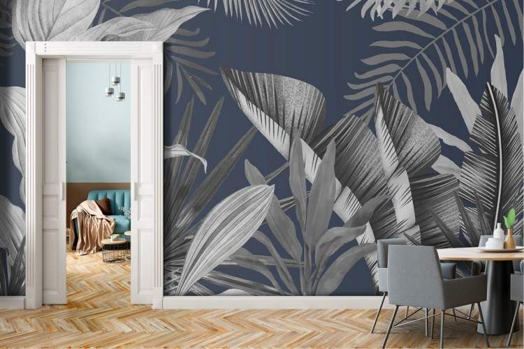 Wallpaper foglie tropicali natura design vintage