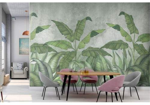 Carta da parati adesiva in vinile foglie tropicali ecru 50x300 cm  Tropicaleaves