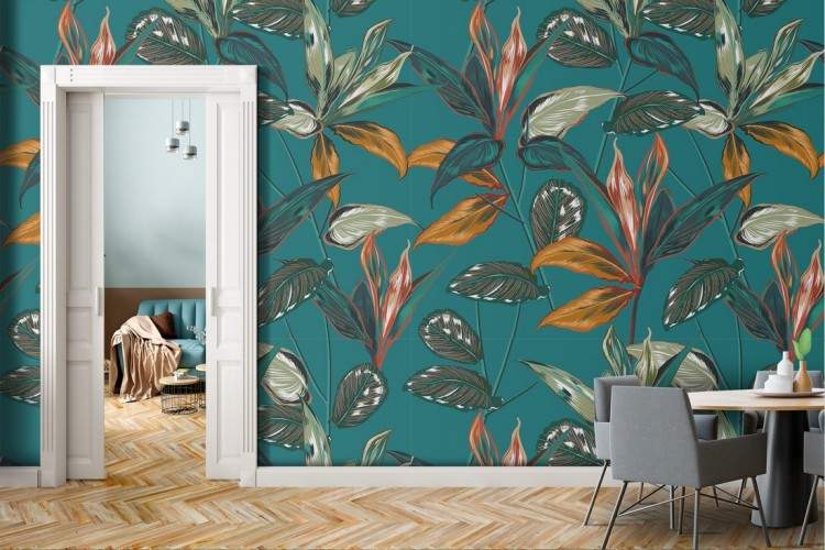 Vintage nature leaf design wallpaper.