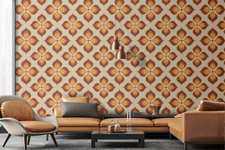 Vintage geometric pattern wallpaper decoration.