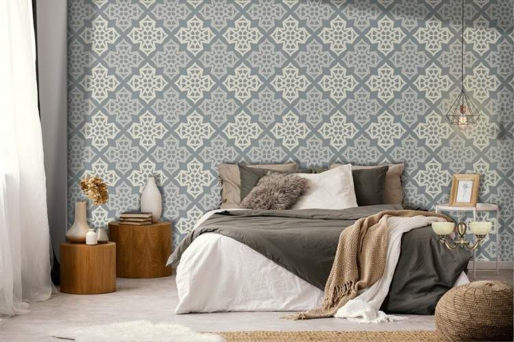 Vintage wallpaper with geometric pattern decoration.