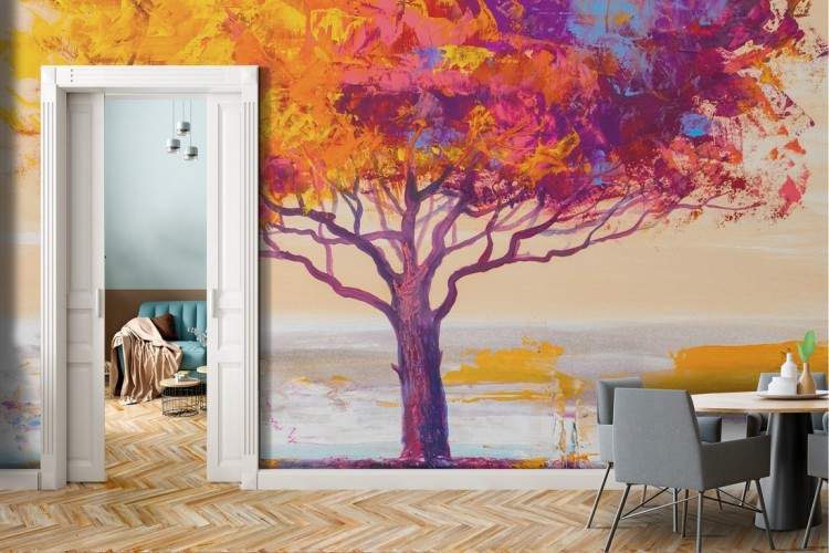 Wallpaper dipinto albero astratto