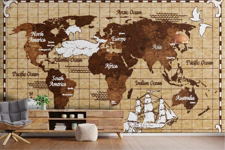 Vintage world map wallpaper