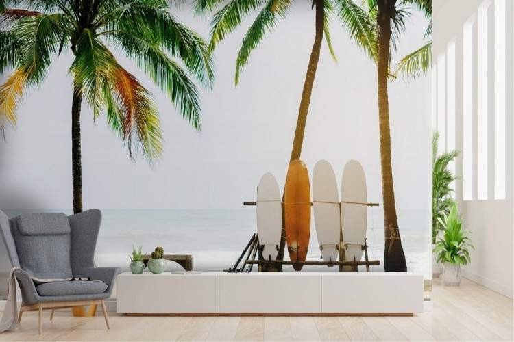 Beach wallpaper with surfboards